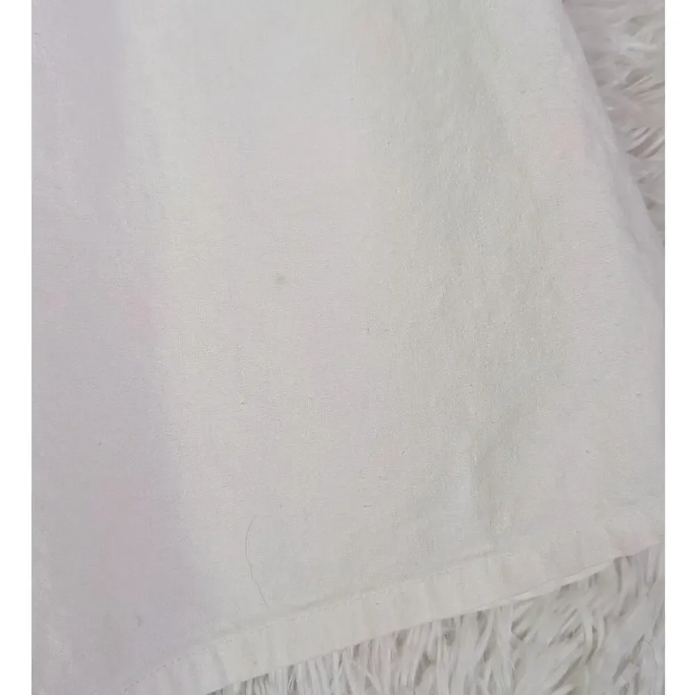 Vintage 90s White Cotton High Waist Pleated Midi Skirt Corset Yoke Waist 9/10